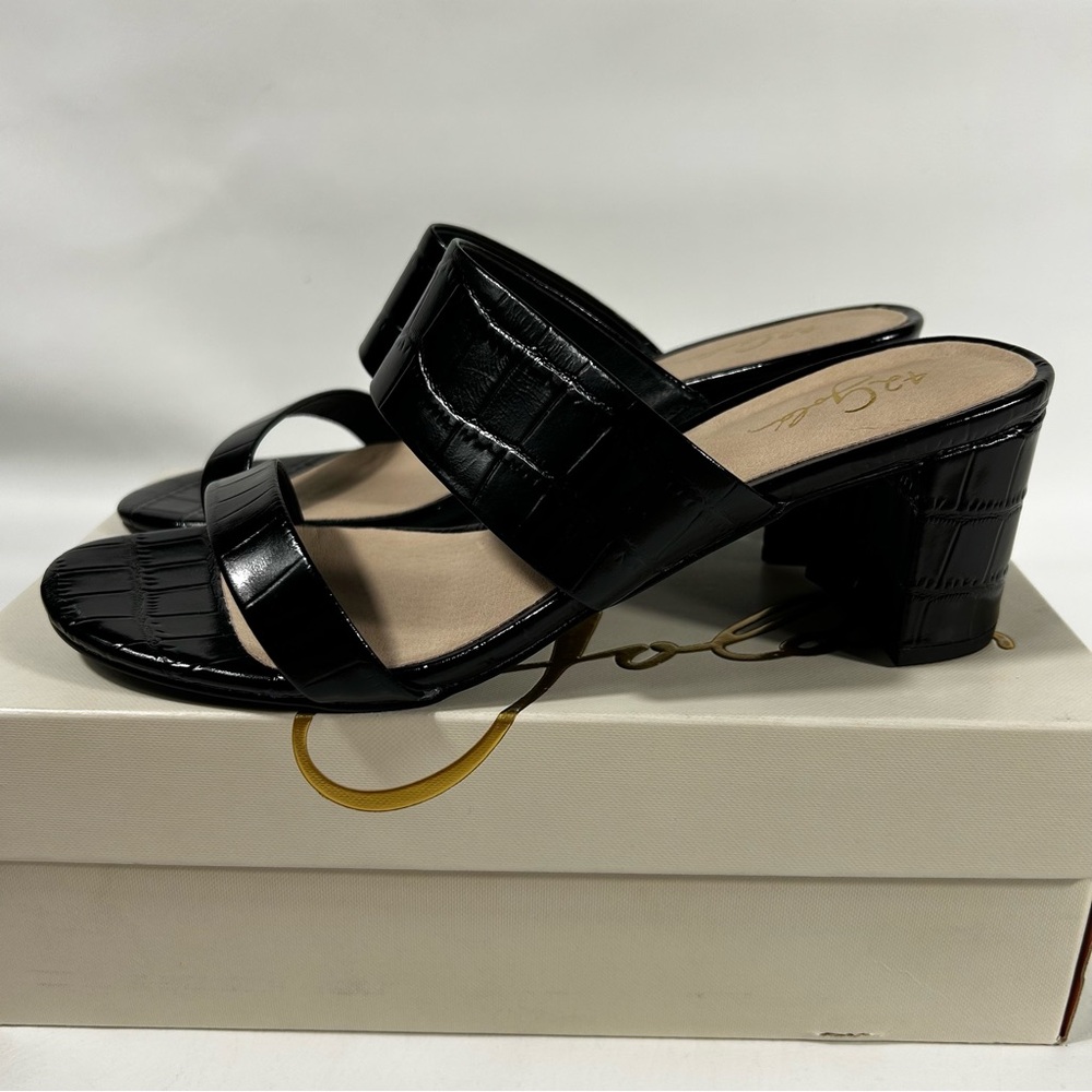 42 GOLD - Women's Liya Black Patent Croco Slip On Sandal - Size 10 M